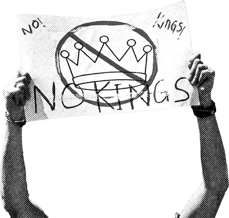 Protester holding a No Kings sign